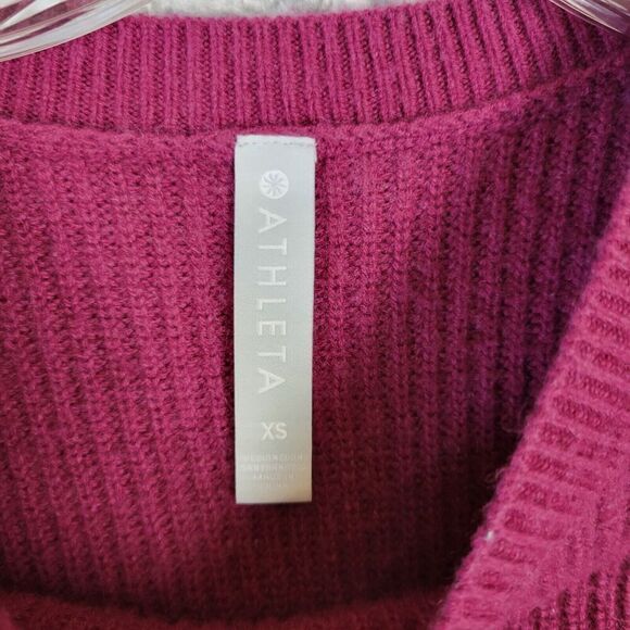 Athleta Sweater Women's XS Pink Mulberry Turin Wool Cashmere Blend Pullover - Picture 2 of 12